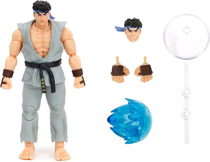 Street Fighter II 6" Ryu (Player 2) Action Figure, Toys for Kids and Adults
