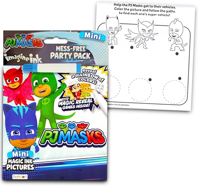 Magic Ink Coloring Book Set - Bundle of 3 Imagine Inks for Kids Toddlers Featuring PJ Masks, Paw Patrol and TMNT with Invisible Ink Pens and Stickers