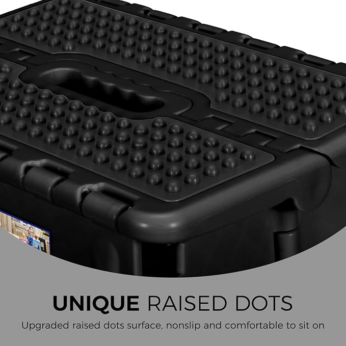 ACKO 10pack Folding Step Stool 13 inch Height Premium Heavy Duty Foldable Step Stools for Adults and Kids, Kitchen Plastic Small Collapsible Stepping Stool Hold Up to 300 LB Dot Black