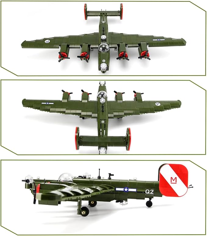 Feleph B-24 Liberator Bomber Aircraft Model Kit Airplane 788 Pieces Blocks WW2 Military Building Set for Kids Ages 6+ Compatible with Major Brands