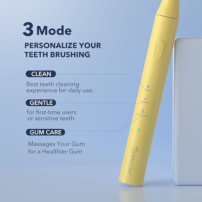 ARISSON Sonic Electric Toothbrush for Adults and Kids, 40,000 VPM Power Toothbrush, 1.5H Fast Charge Ultrasonic Electric Toothbrushes with 2 Minutes Smart Timer, 1.6 Oz Travel Toothbrush, New Corn