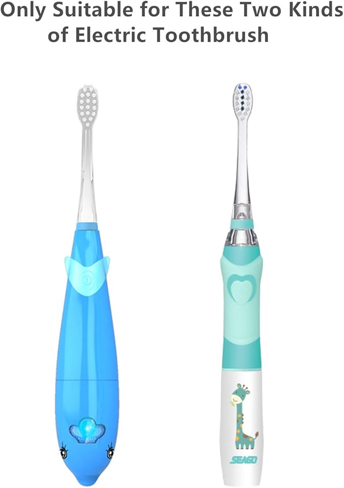 SEAGO Toothbrush Replacement Heads - SG977 SG513 - SEAGO Kids Toothbrushes Heads for Toddlers - Compatible with SEAGO Electric Toothbrushes Kids (White, 6-Pack)
