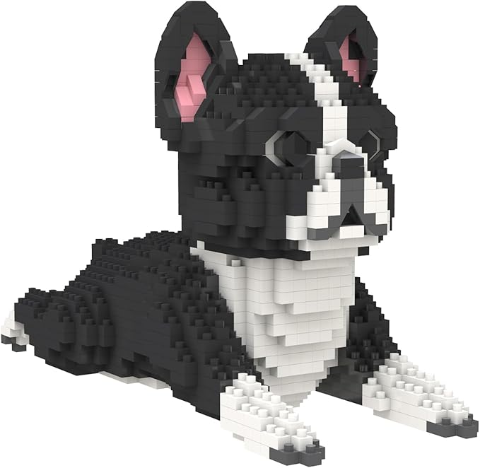 Larcele Micro Dog Building Blocks Mini Pet Building Toy Bricks, 812 Pieces KLJM-02(Boston Terrier)