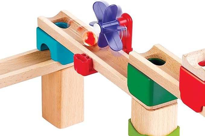 Hape Marble Run Race Track | Wooden DIY Marble Run Set with Dominoes, STEAM Educational Learning Toy, 81 Pieces, for Kids 3 Years+