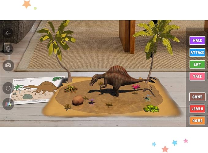 Dinosaur Adventure Augmented Reality Coloring Book w/Educational Learning Activities for Kids Ages 4-8 - Bring Dinosaurs to Life (10 Washable Markers & App Included)