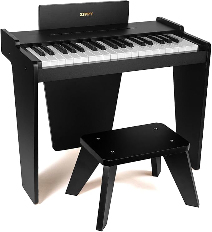 ZIPPY Kids Piano Keyboard, 37 Keys Digital Piano for Kids, Music Educational Instrument Toy, Wood Piano for 3+ Girls and Boys, Black Basic