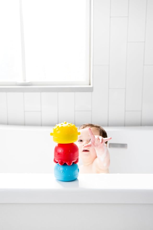 Ubbi Squeeze and Switch Silicone Bath Toys for Toddlers and Baby, Colorful Mix and Match Baby Bath Accessory, Water Toys for Toddler Bath Playtime, Set of 3