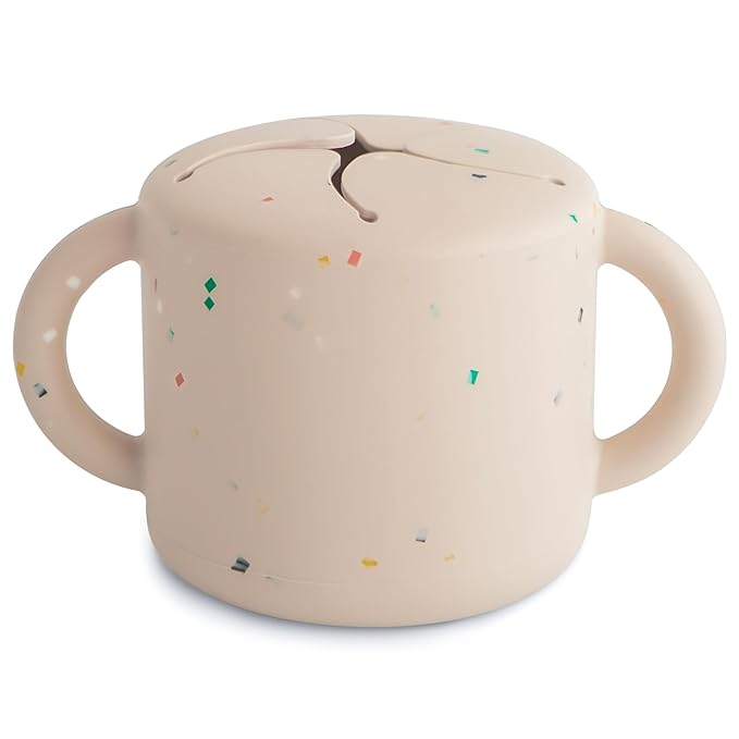 mushie Silicone Snack Cup | Spill Proof Food Container for Toddler and Baby (Vanilla Confetti)