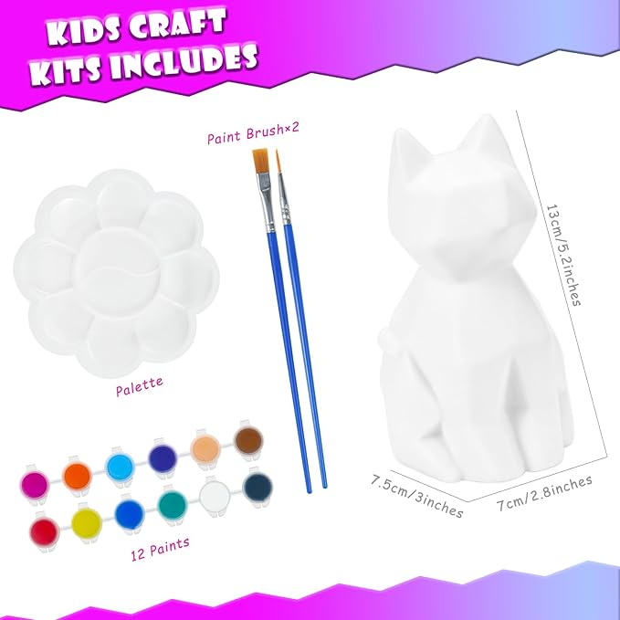 LTZFGZ DIY Cat Lamp Kit, Arts and Crafts for Kids Ages 4-6, Crafts Kit for Girls Ages 3-12, Painting kit for Kids 4-12, Kids Toys Birthday Gift for 4 5 6 7 8 9 Years Old Boys Girls