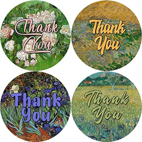 Creanoso Thank You Stickers (10-Sheet) - Sixteen Assorted Round Shape Design Van Gogh Thank You Stickers - Gift Tokens for Family, Friends, Relatives - Great Party Favors