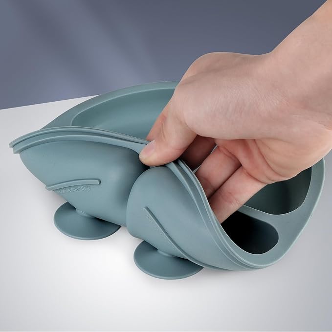 Baby Feeding Set, 2 Pack Silicone Divided Suction Plates for Baby, 2 Pack Spoons and Forks Set, BPA Free, Baby Led Weaning Supplies for Toddler Utensils