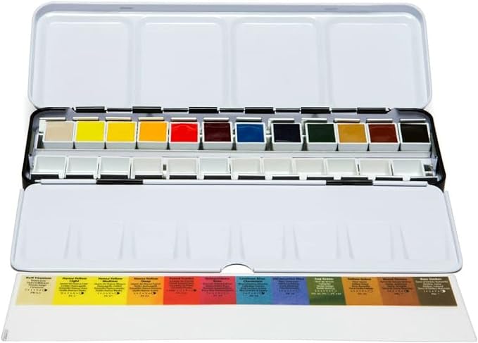 Daniel Smith Color Hand Poured Pan Set in a Metal Box with Bonus 12 Empty Half Pans, 1 Unit (Pack of 1)