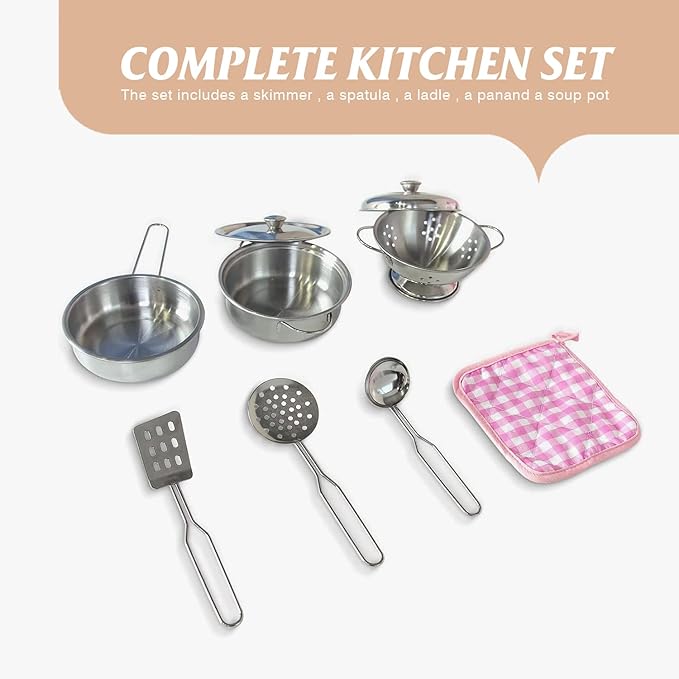 TaoHFE LED Upgrade Kitchen Set for Kids Wooden Play Kitchen LED Gas Tray with Sound Toy Kitchen Sets for Girls Gift Enjoy Cooking with Lights and Sounds White Kitchen for Toddlers Kids Kitchen Playset
