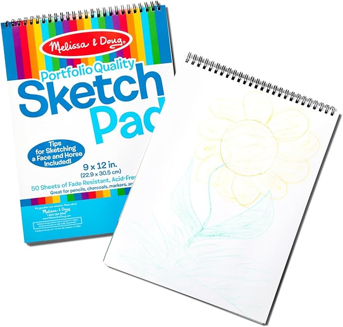 Melissa & Doug Sketch Pad (9 x 12 Inches) - 50 Sheets, 2-Pack - FSC Certified