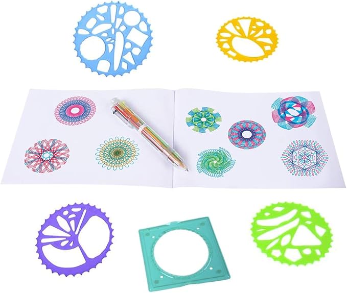 ArtCreativity Spiral Drawing Art Set for Kids - 7 Piece Kit - Includes 6-in-1 Color Pen, Drawing Templates and Sketching Pad - Unique Arts and Craft Supplies - Great Gift for Boys and Girls