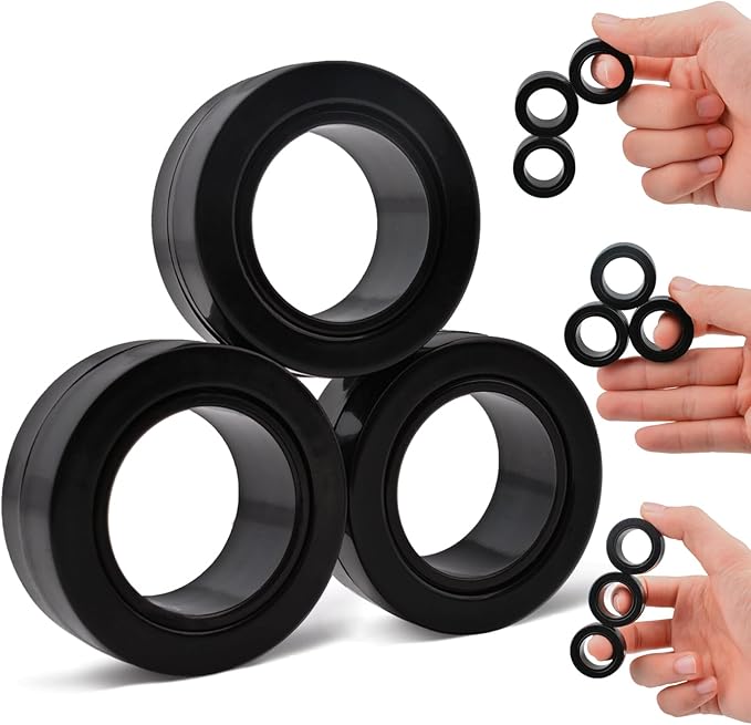 Cevioce 6 PCS Magnetic Ring Fidget Toys Set,Easter Basket Stuffers Finger Spinner Pack for Teens Adults and Kids,Coolest Magnet for ADHD Anxiety Relief Toy for 8+ Year Old Boys Valentine's Day Gifts