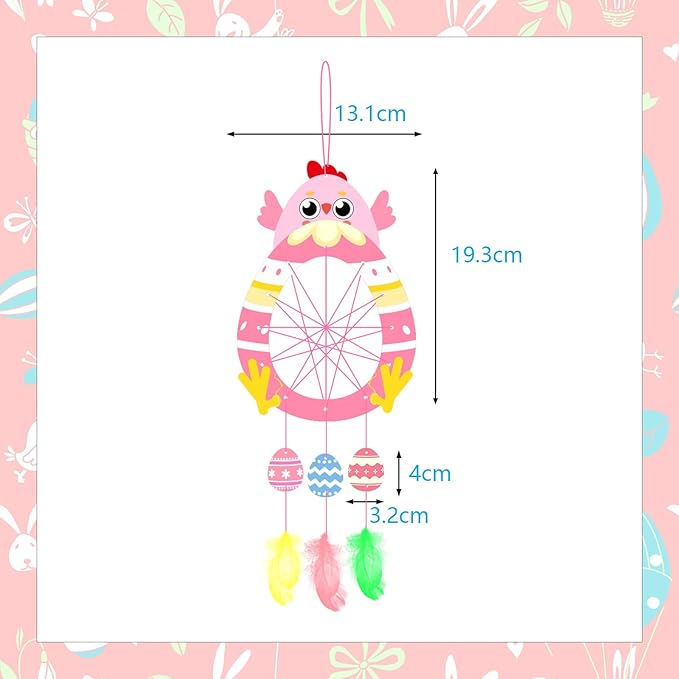 Fennoral 5 Pack Easter Chick Craft for Kids Paint You Own Chick Dream Catcher Craft Kit for Kids DIY Coloring Wooden Easter Arts and Crafts for Art Activity Project Project Easter Decoration