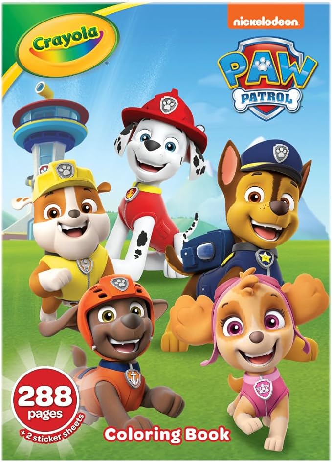 Crayola PAW Patrol Coloring Book (288pgs), Kids Coloring Book Pages & Stickers, PAW Patrol Gift, Travel Activity, Toddler Toys, 3+