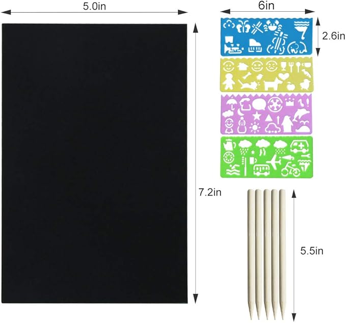 pigipigi Scratch Paper Art for Kids - 60 Pcs Magic Rainbow Scratch Paper Off Set Scratch Crafts Arts Supplies Kits Pads Sheets Boards for Party Games Halloween Christmas Birthday Gift