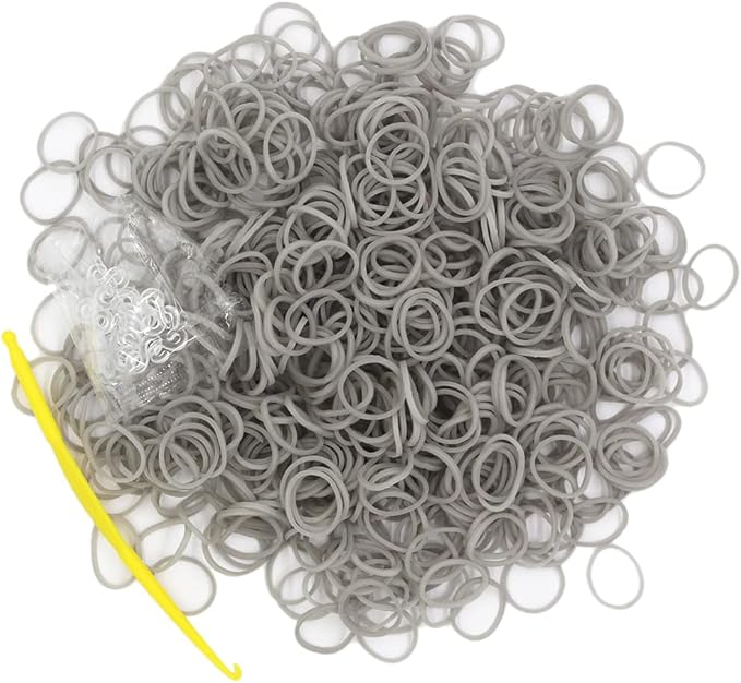 3000PCS Loom Rubber Bands Kit with 75 Clips,5 Hooks, Premium Bracelet Making Kit for Kids Weaving DIY Crafting Gift(Grey)