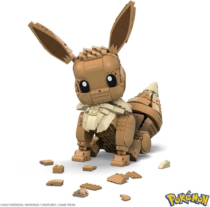 Mega Pokémon Building Toys Set Jumbo Eevee with 824 Pieces, Articulated and Poseable, 11 Inches Tall, for Kids (Amazon Exclusive)