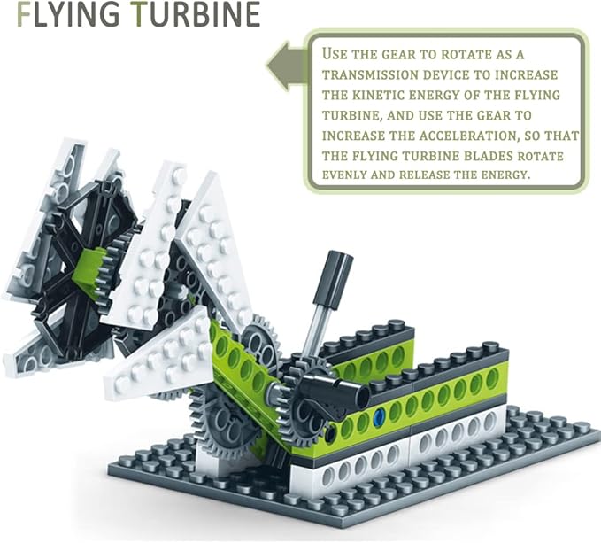 STEM Mechanics Gears Construction Kit 13 Models in 1, Motion Essential Set, Ferris Wheel/Merry-go-Round/Seesaw/Crane/Windmill Engineering Science Education Building Kit