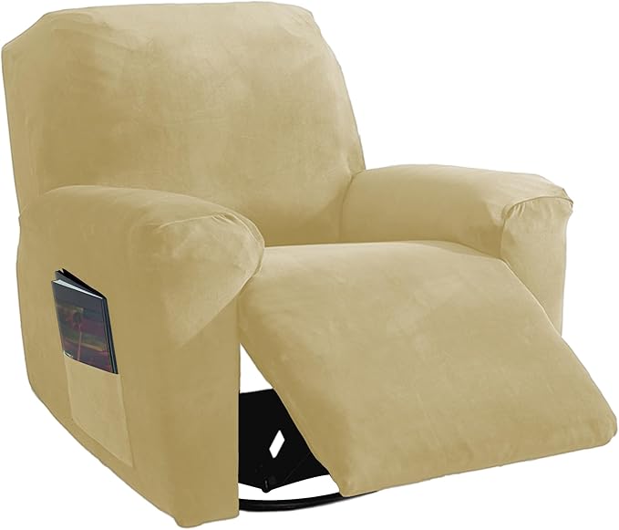 NORTHERN BROTHERS Stretchy Recliner Chair Covers, Velvet Recliner Covers, Lazy Boy Chair Cover (Beige, XL 1 Seat)