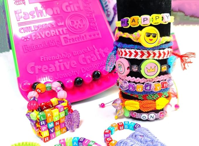 Lreyrous Kids DIY Hand Rope Weaving Kit Personalized Fashion with Braider 4PCS Friendship Bracelet Kit Birthday Gift Holiday Gift Suitable for Children Over 6 Years Old