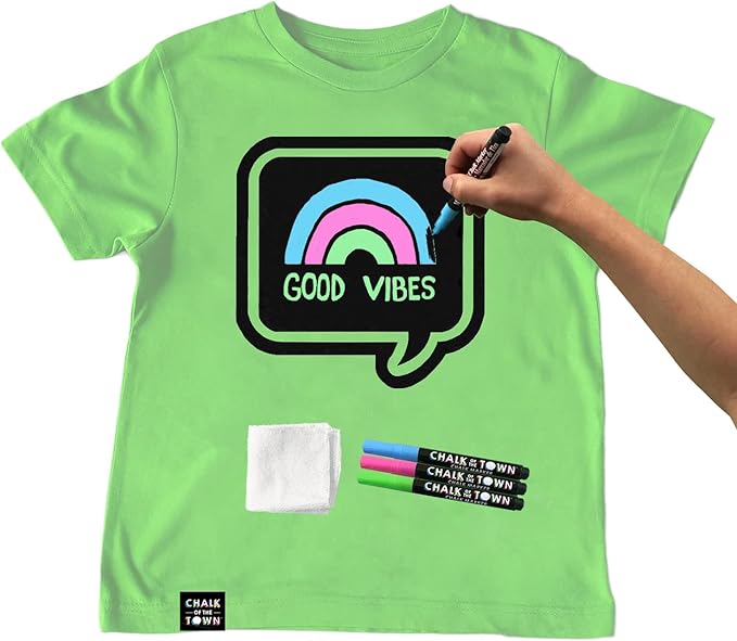 Speech Bubble Chalkboard T-Shirt Kit for Kids, Green (Large)