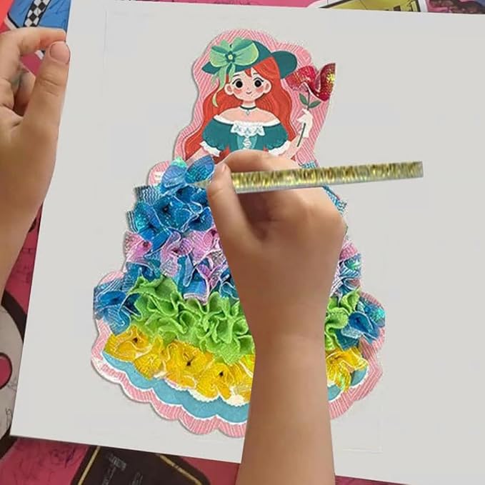 Creative Puzzle Puncture Painting Poke Art DIY Toys,Poking Painting Fabric Art Frenzy Paper Craft Kit Creative Toys DIY Arts Craft Kit Fashion Design Drawing Book with Watercolor Painting (B)