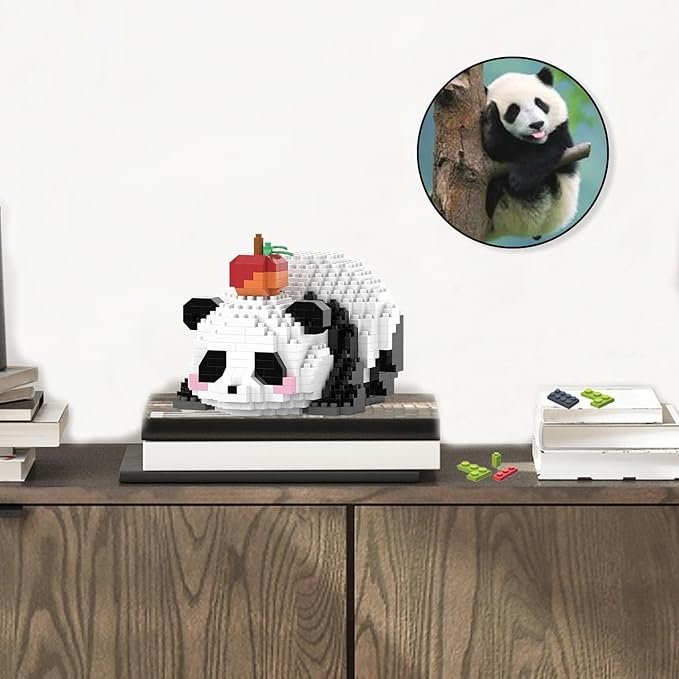 Mini Building Blocks- Lying Panda with Fruit, Party Favors- Micro Blocks Panda Toy for Kids 6 7 8 9 10+, Mini Blocks Building Sets for Adults, Birthday for Boys and Girls(597PCS)