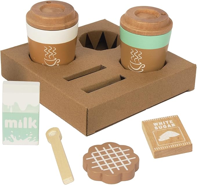 Pretend Play Coffee Cup Toys,Wooden Play Kitchen Accessories,Fake Food Play for Kids Kitchen,Educational Toy for Toddler Children Birthday Gift