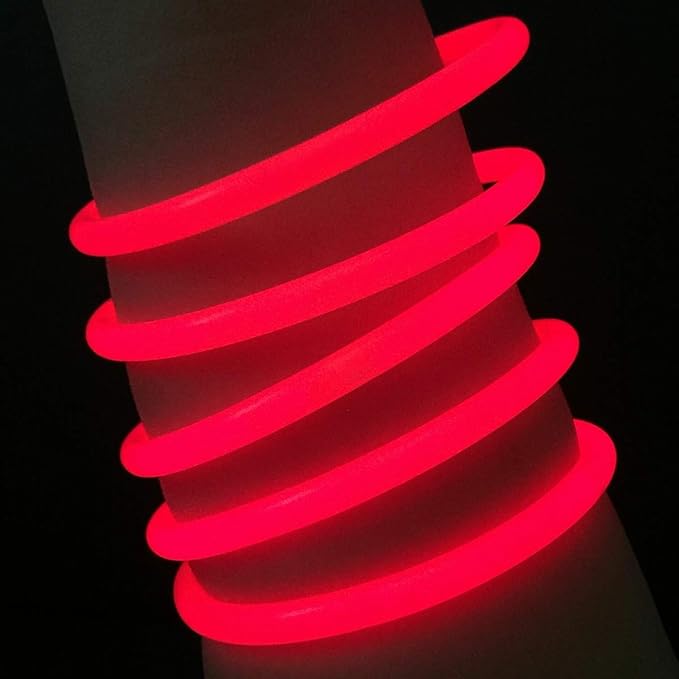Glow Sticks Bulk Wholesale Bracelets, 1000 8” Red Glow Stick Glow Bracelets, Bright Color, Glow 8-12 Hrs, Glow Party Favors Supplies, Sturdy Packaging, GlowWithUs Brand