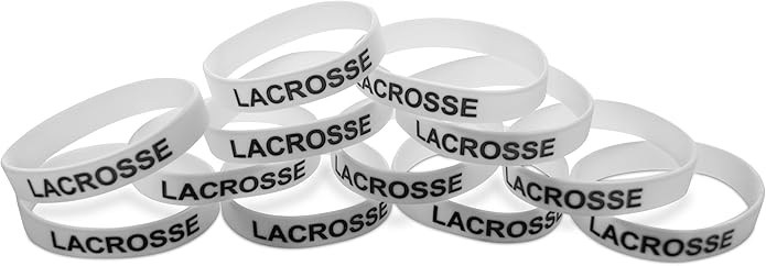 Novel Merk 12-Piece Lacrosse White Party Favor & School Carnival Prize Sports Silicone Wristband Bracelet