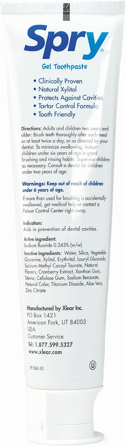 Spry Xylitol Toothpaste for Kids 5oz. Kids Toothpaste with Fluoride, Teeth Whitening Kids Toothpaste with Xylitol, Natural Breath Freshening, Mouth Moisturizing Ingredients, Bubble Gum (Pack of 1)