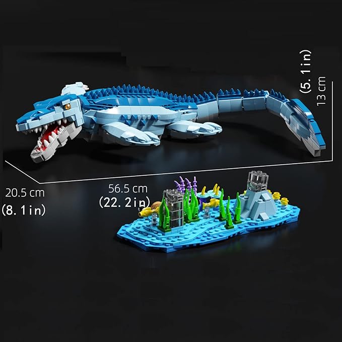 L001, Jurassic Mosasaurus (1200pcs), Dinosaur World Park Building Set,Dino Blocks Toys Sets for Boys,Age 6-12 Year Old