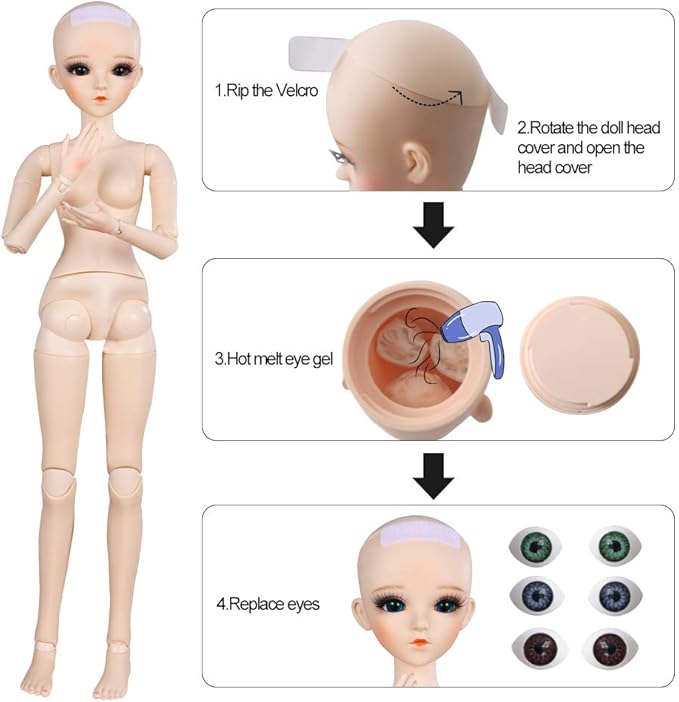 UCanaan BJD Doll, 1/3 SD Dolls 24 Inch 18 Ball Jointed Doll DIY Toys with Clothes Outfit Shoes Wig Hair Makeup, Best Gift for Girls (Regina)