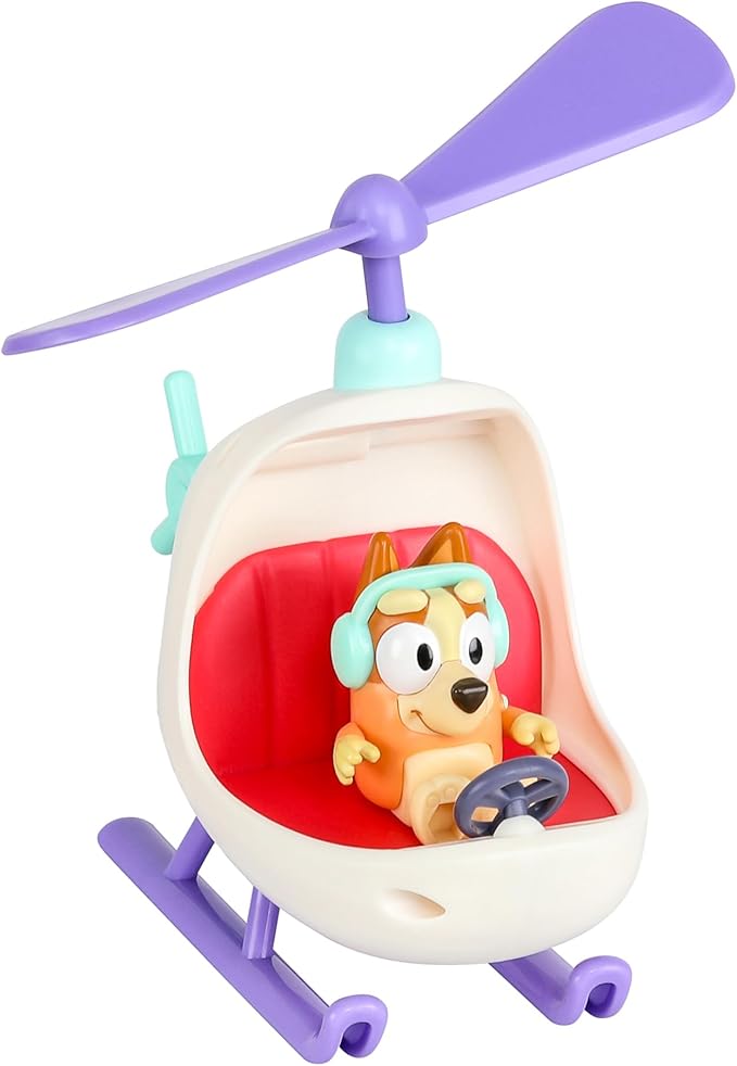 Bluey Vehicle and Figure Pack Bingo's Helicopter with 2.5 Inch Bingo Figure and Tool Accessories