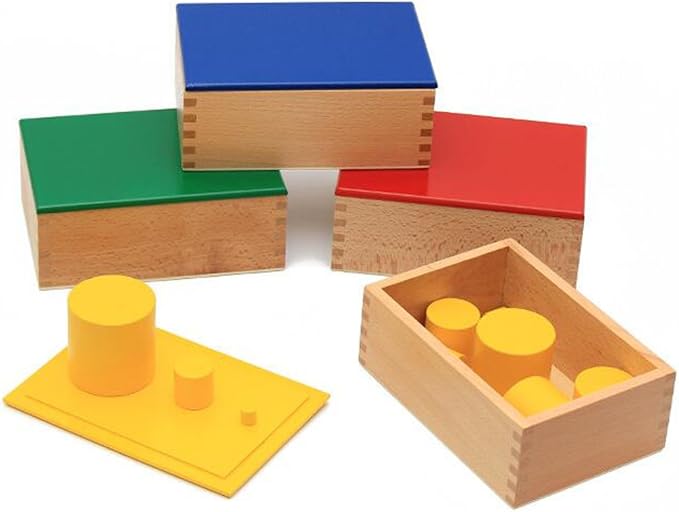 YHZAN Montessori Sensorial Material Knobless Cylinders Kids Wooden Toy (Set of 4) Early Development Tool for Toddlers Wooden Blocks