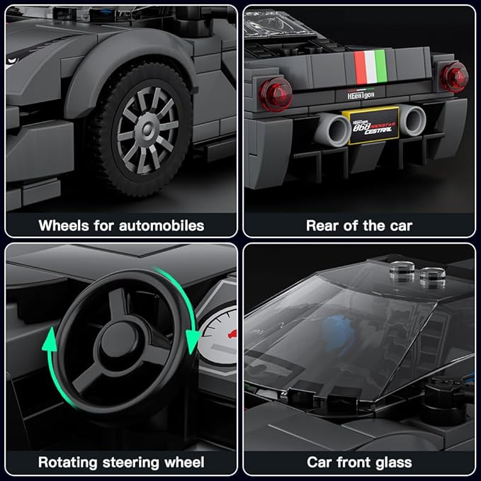 Mould King Speed Champion Car Building Toys with Acrylic Display Case, Model Race Car Toy Building Blocks Kit 27068 Collectible Racing Vehicle Set for Kids Age 8+ Teens Adults, 358 Pieces