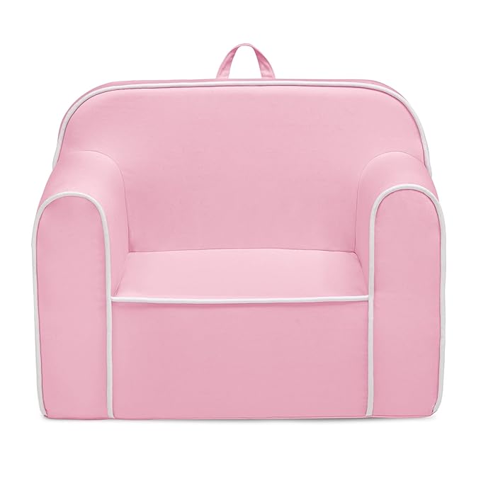 Delta Children Cozee Chair for Kids for Ages 18 Months and Up, Pink/White