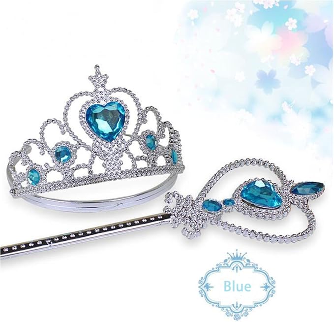 Princess Elsa Costume Dress up Accessories for Girls Elsa Cosplay Accessories Christmas Gifts Set Elsa Gloves Tiara Crown Necklace Wand Earrings Ring Princess Accessories for Girls