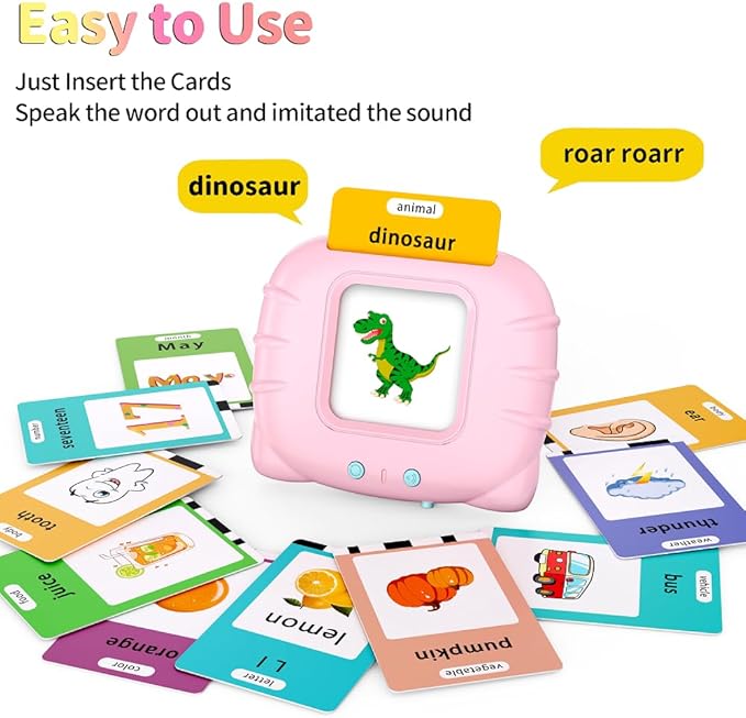 Educational Learning Toys - 520 Sight Words Talking Flash Cards, Autism Sensory Toys, Pocket Speech for Toddlers, Toddler Toys for 1 2 3 4 5 6 Year-Old Kids, Girls, Birthday/Easter Gift, Pink