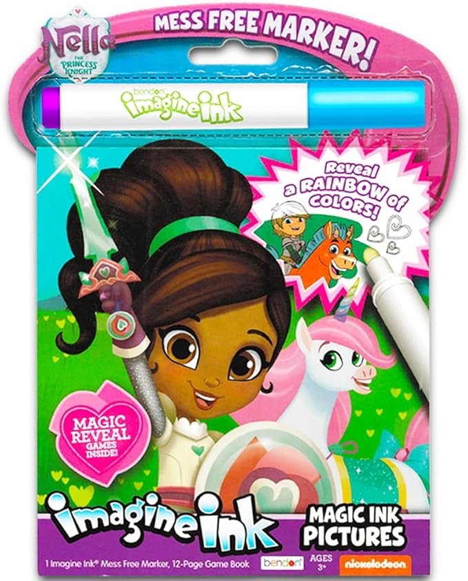 Disney Magic Ink Coloring Book Set for Girls Toddlers Kids - Bundle of 3 Imagine Ink Books Featuring Disney Junior Vampirina, Puppy Dog Pals, and Nella The Princess Knight with Invisible Ink Pens