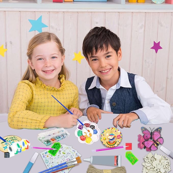 Quimoy Christmas Crafts for Adults, 24 Pcs DIY Christmas Ornaments Kits, Arts and Crafts Kits for Kids Adults, Wooden Painting Crafts, Christmas Wood Ornaments for Crafts