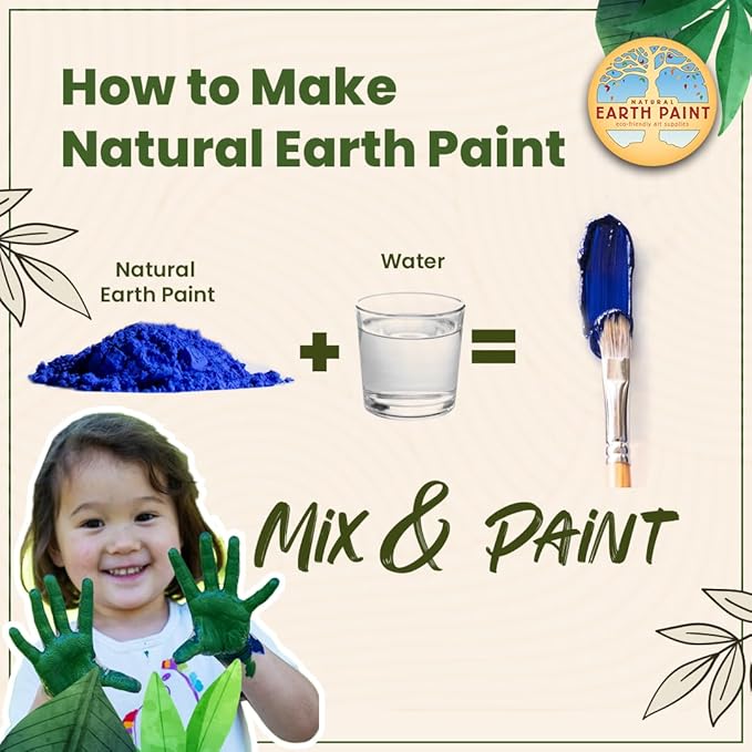 Natural Earth Paint Wooden Egg Kit – 6 Non-Toxic, Eco-Friendly Paints & Bamboo Brush – Easter Egg Decorating & Craft Set – Compostable Packaging, Safe for Kids & Adults
