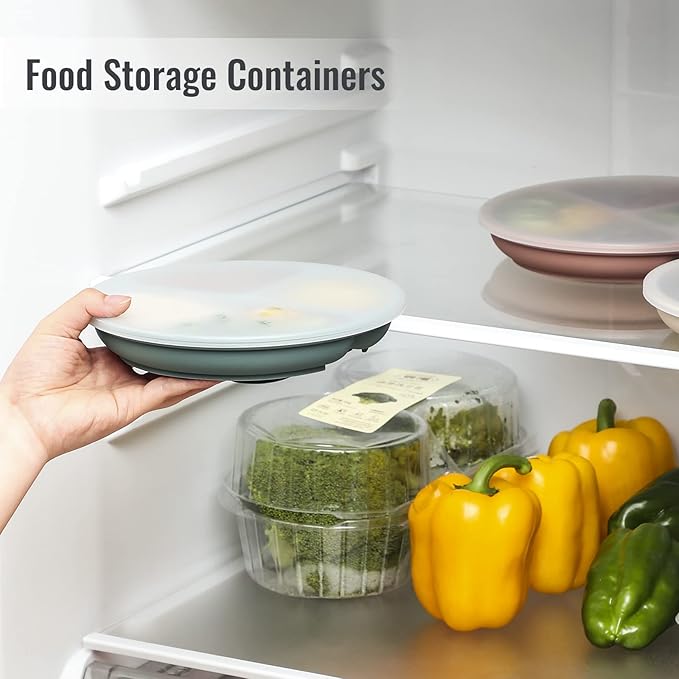 VITEVER 3 Pack Suction Plates with Lids and Utensils for Babies & Toddlers, 100% Food-Grade Silicone, Divided Design, Microwave & Dishwasher Safe