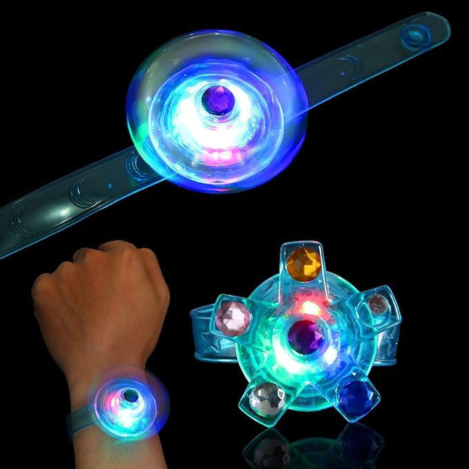 WELLVO 32 Pack LED Light Up Fidget Spinner Bracelets Party Favors For Kids 4-8 8-12, Glow in The Dark Party Supplies, Birthday Gifts, Treasure Box Toys for Classroom, Pinata Goodie Bags Stuffers