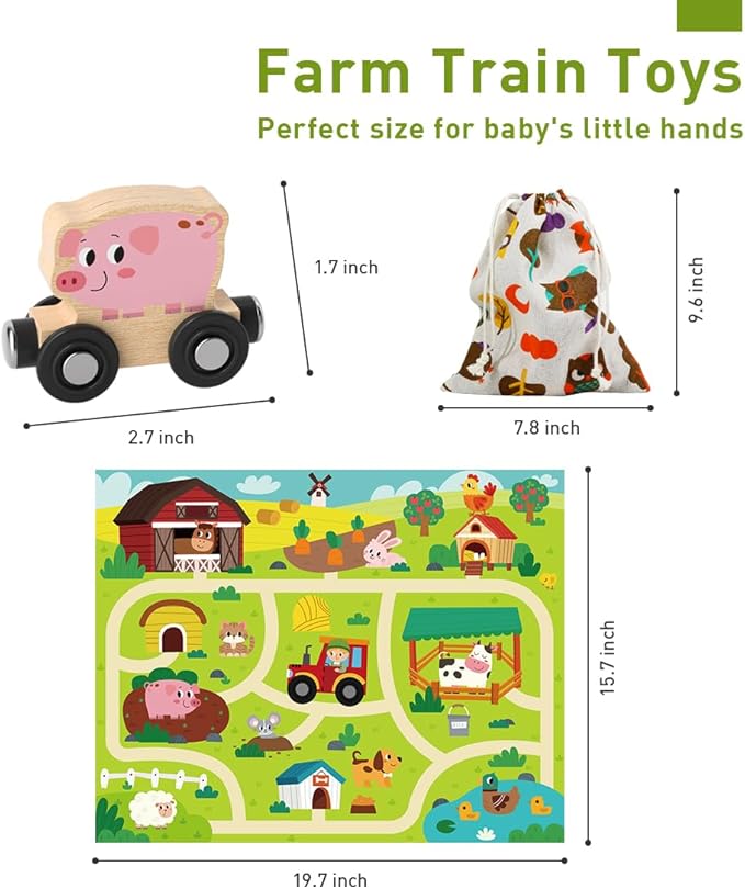 Montessori Toys for Toddlers, 11PCS Wooden Train Set, Toddler Toys for Preschool Learning Activities for Kids, Birthday Gift for Boys and Girls
