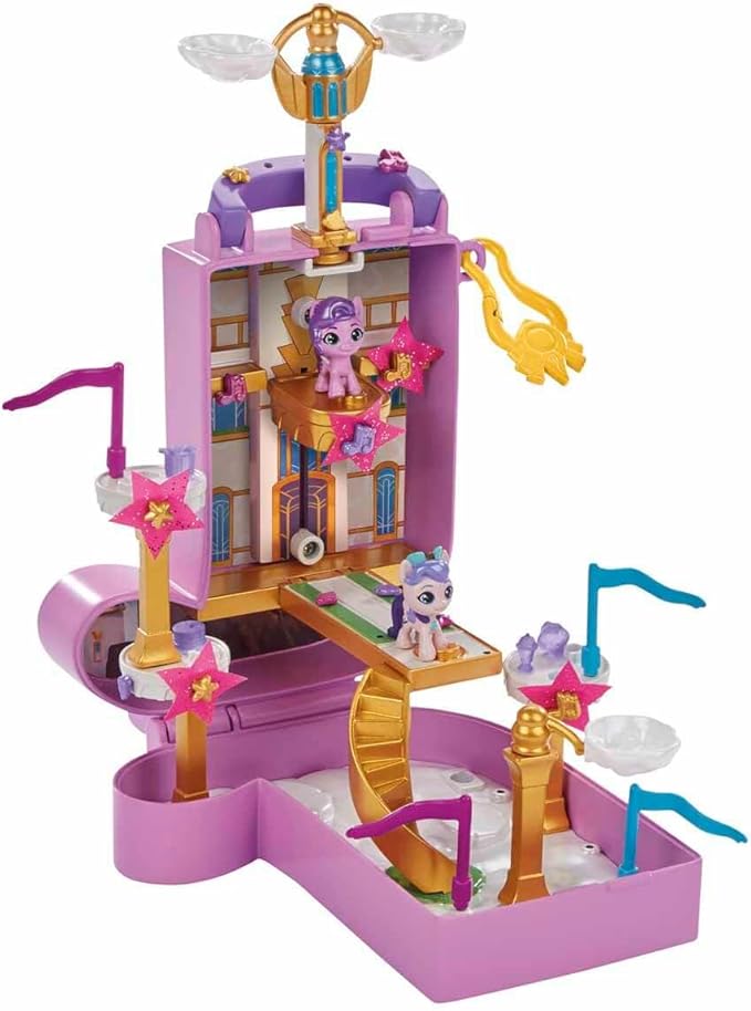 My Little Pony Mini World Magic Compact Creation Zephyr Heights Toy, Buildable Playset with Princess Pipp Petals Pony for Kids Ages 5 and Up